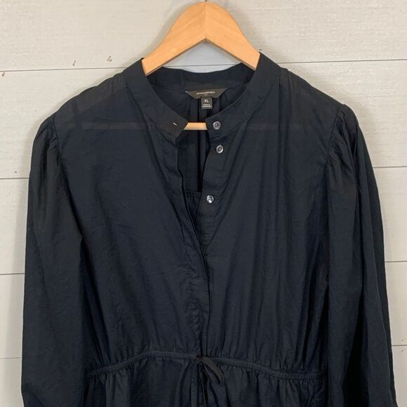 Banana Republic Black Button-Up cinched waist mini dress Womans size XL cotton - Picture 2 of 12